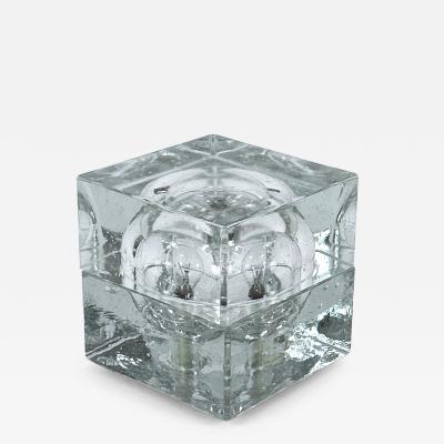  Wila Rare Mid Century Modern Hand Blown Ice Glass Cube Table Lamp by Wila Germany