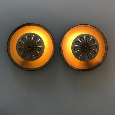  Wila Set of Two Mid Century Modern Wall Lamps or Flush Mounts by Wila 1950s Germany