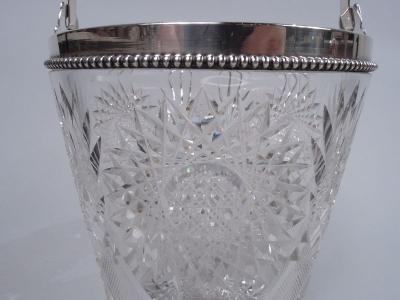  Wilcox Silver Plate Co Antique American Brilliant Cut Glass Sterling Silver Ice Bucket