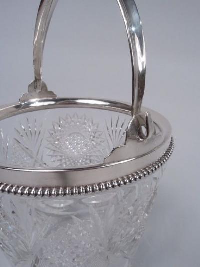  Wilcox Silver Plate Co Antique American Brilliant Cut Glass Sterling Silver Ice Bucket