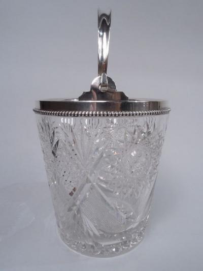  Wilcox Silver Plate Co Antique American Brilliant Cut Glass Sterling Silver Ice Bucket