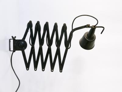  Wilhelm Bader Rare Huge Adjustable Bauhaus Scissor Wall Lamp by Wilhelm B der Germany 1930s
