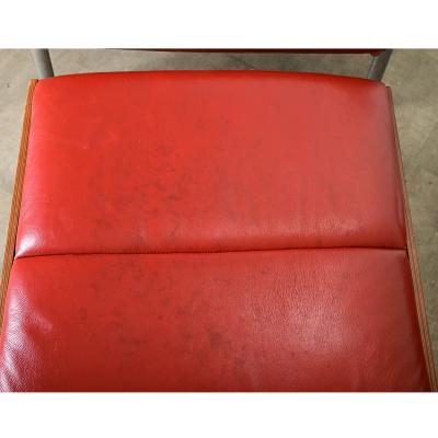  Wilkhahn Pair of German Leather Armchairs Ottoman by Wilkhahn