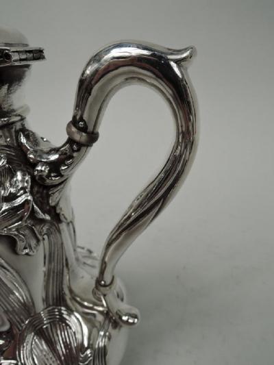 William B Kerr Co American Art Nouveau Sterling Silver 3 Piece Coffee Set by Kerr