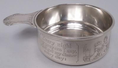  William B Kerr Co Kerr Edwardian Sterling Silver Porringer with Moral Message