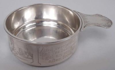  William B Kerr Co Kerr Edwardian Sterling Silver Porringer with Moral Message