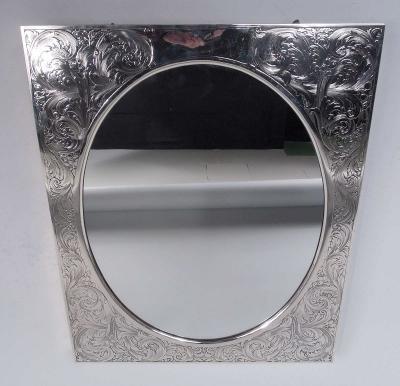  William B Kerr Co Large Antique American Art Nouveau Sterling Silver Table Mirror