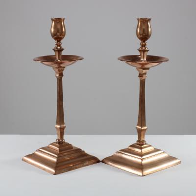 William Benson W A S Benson Co W A S Benson A Pair of Arts Crafts Copper Brass Candlesticks