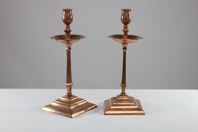 William Benson W A S Benson Co W A S Benson A Pair of Arts Crafts Copper Brass Candlesticks
