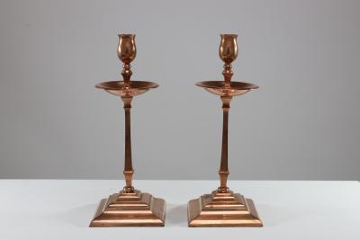 William Benson W A S Benson Co W A S Benson A Pair of Arts Crafts Copper Brass Candlesticks