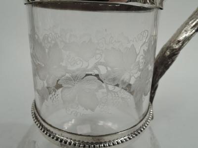  William George Sissons Antique English Victorian Glass and Sterling Silver Decanter 1876