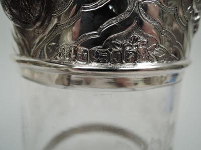  William George Sissons Antique English Victorian Glass and Sterling Silver Decanter 1876