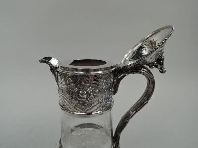  William George Sissons Antique English Victorian Glass and Sterling Silver Decanter 1876