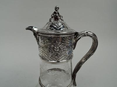  William George Sissons Antique English Victorian Glass and Sterling Silver Decanter 1876