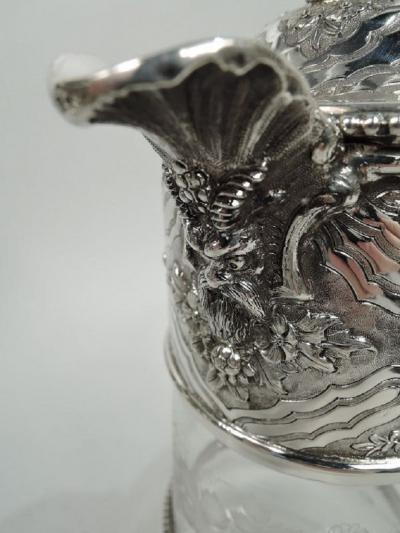  William George Sissons Antique English Victorian Glass and Sterling Silver Decanter 1876