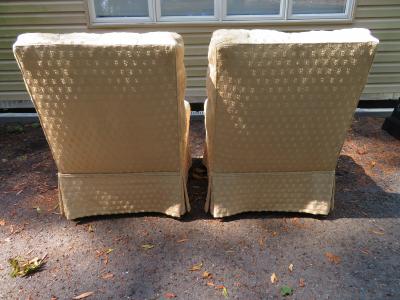  William Haines Inc Fabulous Pair Billy Haines Style Biscuit Tufted Slipper Chairs Hollywood Regency