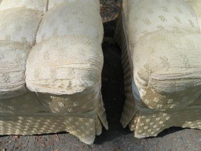  William Haines Inc Fabulous Pair Billy Haines Style Biscuit Tufted Slipper Chairs Hollywood Regency