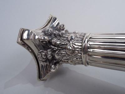  William Hutton Sons Pair of English Victorian Neoclassical Sterling Silver Candlesticks