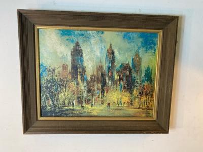  William Jack Laycox SILKSCREEN ON CANVAS SUNDAY AFTERNOON BY JACK LAYCOX