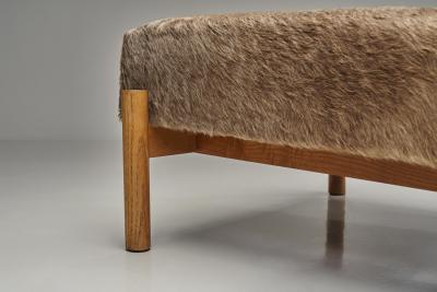  Wim Den Boon Oak Lounge Chair in Champagne Ponyskin by Wim den Boon the Netherlands 1960s