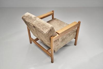  Wim Den Boon Pair of Oak Armchairs in Ponyskin by Wim den Boon the Netherlands 1960s