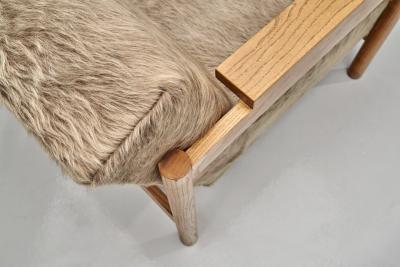  Wim Den Boon Pair of Oak Armchairs in Ponyskin by Wim den Boon the Netherlands 1960s