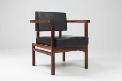  Wim Den Boon Wim Den Boon Executive Chairs in Black Leather 1950s