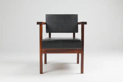  Wim Den Boon Wim Den Boon Executive Chairs in Black Leather 1950s