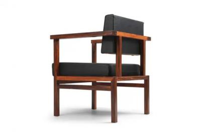  Wim Den Boon Wim Den Boon Executive Chairs in Black Leather 1950s