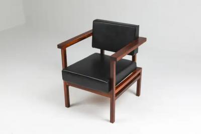 Wim Den Boon Wim Den Boon Executive Chairs in Black Leather 1950s