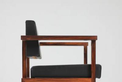  Wim Den Boon Wim Den Boon Executive Chairs in Black Leather 1950s