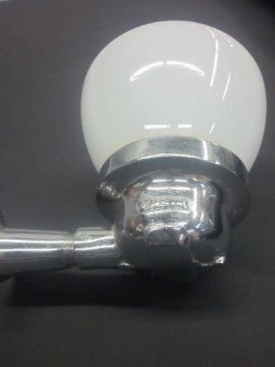  Wiska Pair European Mid Century Modern Nickel Glass Marine Industrial Wall Sconces
