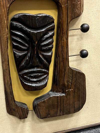  Witco EXCEPTIONAL MID CENTURY CARVED TRIBAL THEME WALL PLAQUE BY WITCO