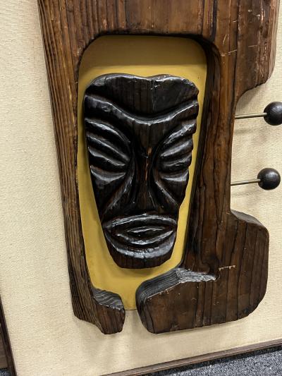  Witco EXCEPTIONAL MID CENTURY CARVED TRIBAL THEME WALL PLAQUE BY WITCO