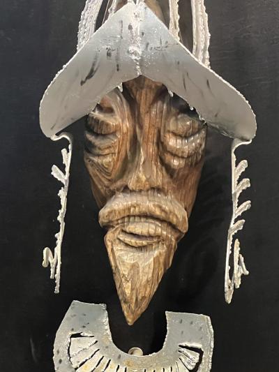  Witco MID CENTURY BRUTALIST METAL AND CARVED WOOD DON QUIXOTE BAR BY WITCO