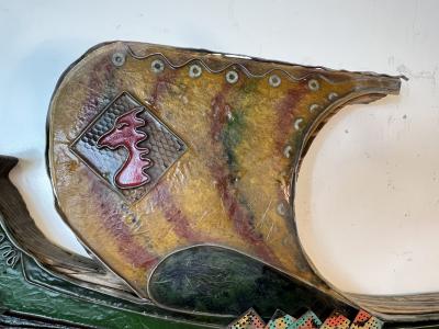  Witco UNIQUE MID CENTURY RESIN AND WOOD VIKING SHIP WALL SCULPTURE BY WITCO