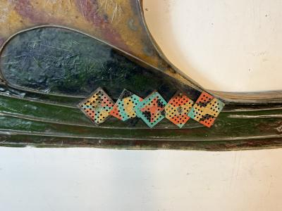  Witco UNIQUE MID CENTURY RESIN AND WOOD VIKING SHIP WALL SCULPTURE BY WITCO