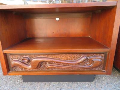  Witco Wonderful Pair of Witco Oceanic Sculptural Nightstand by Pulaski
