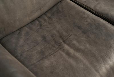  Wittmann Karl Wittmann Sofa in Patinated Grey Neck Leather 1980s