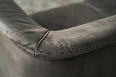  Wittmann Karl Wittmann Sofa in Patinated Grey Neck Leather 1980s