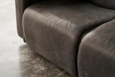  Wittmann Karl Wittmann Sofa in Patinated Grey Neck Leather 1980s