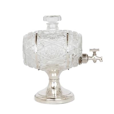  Wolfsky Co English crystal and silver barrel decanter