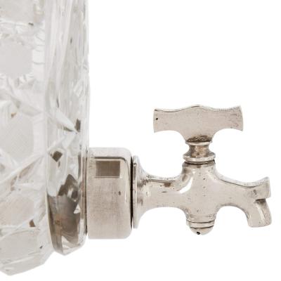  Wolfsky Co English crystal and silver barrel decanter