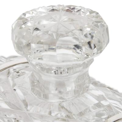  Wolfsky Co English crystal and silver barrel decanter