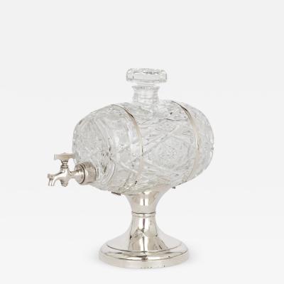  Wolfsky Co English crystal and silver barrel decanter