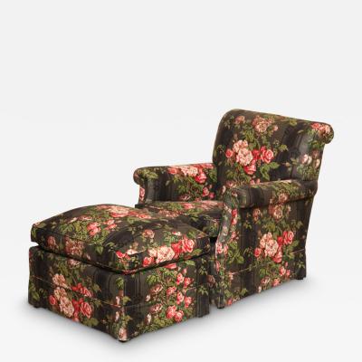  Wood Hogan Fine Tailored Club Chair with Matching Ottoman