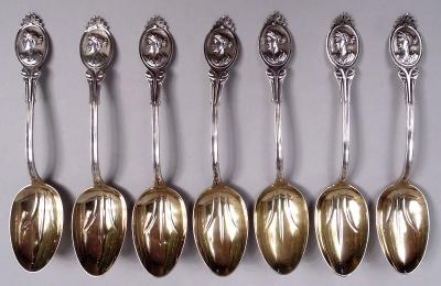  Wood Hughes Wood Hughes New York Medallion Diana Coin Silver Teaspoons
