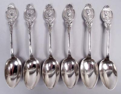  Wood Hughes Wood Hughes New York Medallion Diana Coin Silver Teaspoons