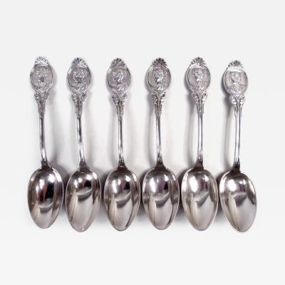  Wood Hughes Wood Hughes New York Medallion Diana Coin Silver Teaspoons