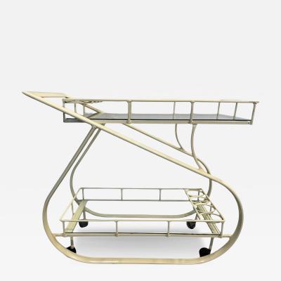  Woodard Furniture Co 1980s Postmodern Curvaceous Aluminum Bilevel Bar Cart Attributed to Woodard